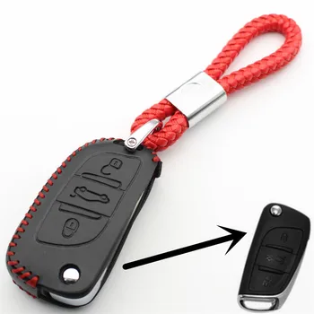 XIEAILI natūralios Odos Remote Key Chain 3Button Klavišą Flip Case Cover For Citroen DS3/DS4/DS5/DS6/C4/C5, Už Peugeot 308/301 S248