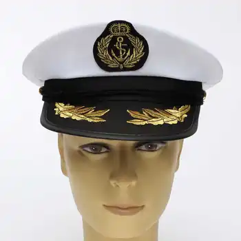 Balta Suaugusiųjų Jachta Valtis Kapitonas Skrybėlę Karinio Jūrų Laivyno Bžūp Sailor Kostiumas Šalis Suknelė Drabužius Naujas Kostiumas Šalis Cosplay Suknelė Sailor Skrybėlę