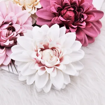 10VNT Dirbtinis White Dahlia Šilko Gėlių, Rožių Vadovai, Vestuvių Dekoravimas 