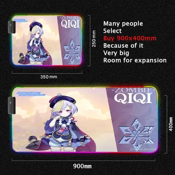Genshin Poveikio Žaidimų Kambarys Priedai Gumos Audinio Pelės Kilimėlis Rgb Slipmat Led Pelės Mygtukai su Apšvietimu Anime Klaviatūra Pc Gamer