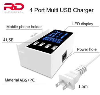 HUB 4 Port Multi USB Įkroviklis Usb LED adapteris Sienos Kroviklis, skirtas 