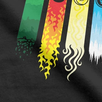 Vyrai T-Shirt Keturių Elementų Derliaus Medvilnės Tees Trumpomis Rankovėmis Ir Avatar The Last Airbender Marškinėliai Crewneck Viršūnes Plius Dydis