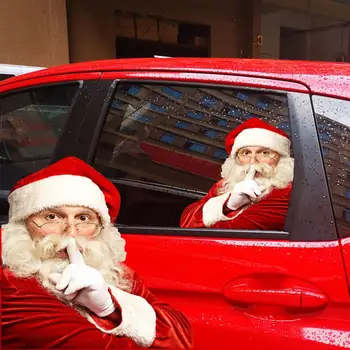 2VNT Automobilio Langą Lipdukai Dešinės/Kairės Pusės Kalėdų Auto Transporto priemonės Langą Santa Claus Langą Kabintis Vinilo Lipdukas, Decal