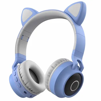 Bevielės ausinės Bluetooth laisvų Rankų Hifi Stereo Muzikos Bass Ausines LED Mobiliųjų Telefonų Mergina Dukra Cute Kačių laisvų Rankų įranga PC