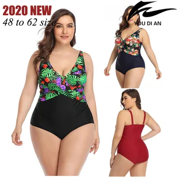Seksualus maudymosi kostiumėlis vienas gabalas 2020 moterų maudymosi kostiumėliai, didelis pliusas dydis plaukti maudymosi kostiumai stambiomis dydis moterų spausdinti plaukimo paplūdimio drabužiai