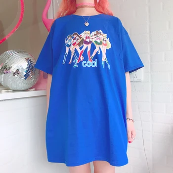 Harajuku animacinių filmų vasaros mergaitės naujas išspausdintas ponios T-shirt