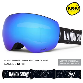 NANDN SNIEGO Slidinėjimo akiniai Double layer objektyvo Anti-rūko uv apsauga Vyrų, moterų magnetas lęšiai, snieglentės