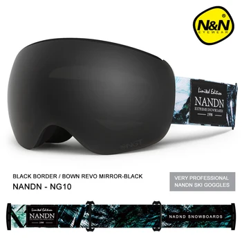NANDN SNIEGO Slidinėjimo akiniai Double layer objektyvo Anti-rūko uv apsauga Vyrų, moterų magnetas lęšiai, snieglentės