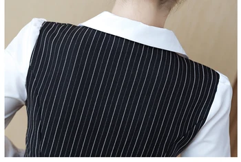 2019 M. Rudenį Office Dryžuotas Dviejų Dalių Rinkiniai, Komplektai Moterų Netikrą Dviejų Dalių, Marškiniai Ir Kelnės, Kostiumai Elegantiškas Korėjos Ponios Rinkiniai Juoda