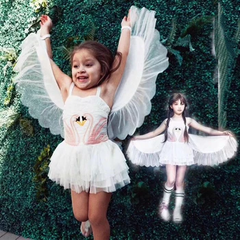 Mergaičių Suknelė Angelas Sparnų Kostiumu Swan Princess Dress Gėlių Kūdikių Tutu Suknelė Blizgučiais Mergaitės Suspender Vestido Mados 2021
