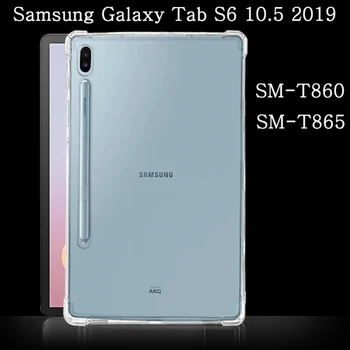 Funda Samsung Galaxy Tab S6 10.5 2019 SM-T860 SM-T865 atsparus smūgiams Minkšto Silikono Apvalkalas Skaidrios TPU oro Pagalvė Apsaugos Coque