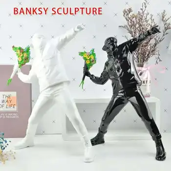 Šiuolaikinio Meno Banksy Gėlių Bombonešis Anglija Gatvės Meno Banksy Skulptūra Dervos Statulėlės Pav Kolekcines Meno