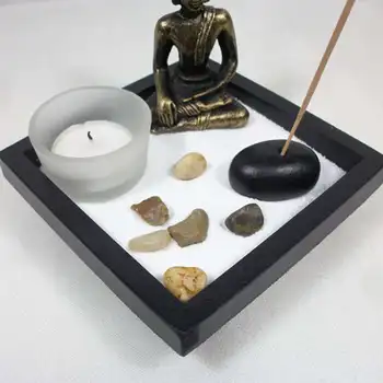 Mini Dervos Budos Statula Zen Meditacija Taikiai Atsipalaiduoti Dekoro Nustatyti Dvasinės Zen Garden Smėlio Plokštelės Rinkinys Buda Smilkalų Degiklis