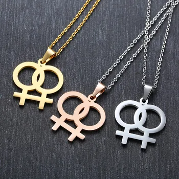 ZORCVENS Veneros Simbolis, Žavesio Moterų Lesbiečių LGBT Karoliai Moterų Pakabukas LES Aukso Sidabro Spalvos Nerūdijančio Plieno Vestuvių Papuošalai
