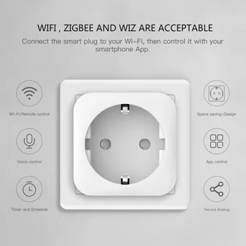 110-240 V Smart Plug WiFi Lizdas ES 16A Galia Stebėti Laiko Funkcija Tuya SmartLife APP Kontrolės Dirbti Su Alexa, Google 