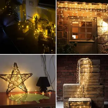 Romantiška Star Medžio Vynuogių LED Žibintai, Filialas Šviesos Vandeniui Vario Viela, Užuolaidų Lempos Kalėdos Namų Vestuves Dekoras