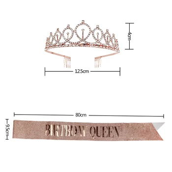 1pc Gimtadienio Mergaitė Karalienė Petį Crystal Crown Hairbands Satino Varčios Moteris Juostelės Gimtadienio Apdailos Reikmenys