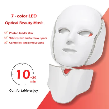 7 Spalvų Šviesos Veido LED Kaukė su Kaklo Odos Atjauninimas, Veido Priežiūra, Gydymas, Grožio Anti Acne Gydymas Balinimo Priemonė
