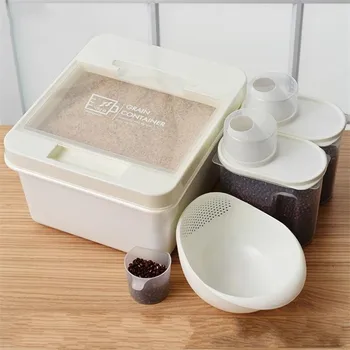 5 Vnt./Set Home Virtuvės Ryžių Laikymo Dėžutė Plastiko Grūdų Miltų Maisto Saldainiai Organizatorius Atveju Grūdų Užkandžiai Antspaudas Šaldytuvas Bako Laikiklis