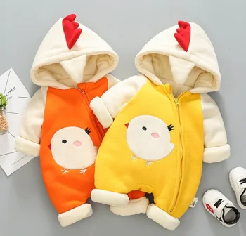 Naujas 2019 žiemos kūdikių laipiojimo drabužius kūdikiui geltona vištienos animacinių filmų karšto stiliaus onesie ha yi