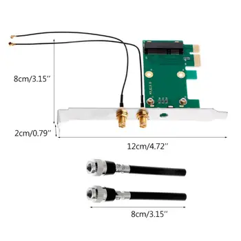 2021 Naują Belaidžio Wifi Tinklo plokštė Mini PCI-E, PCI-E 1X Desktop Adapter + 2 Antenos