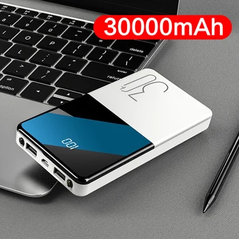 Galia Banko 30000 mAh Greito Įkrovimo Powerbank Veidrodis Ekrano Nešiojamieji Išorės Baterijos Įkroviklio Xiaomi 