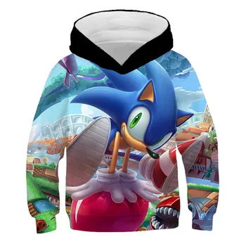 4-14 metų amžiaus viršgarsinio vaikas Sonic rudenį hoodie ilgomis rankovėmis mergaitė berniukas marškinėliai tee jaunimo drabužių vaikams laisvalaikio drabužiai