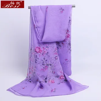 2020 Naują Šilko Gėlių spausdinti Minkštas šalikas moterims vasaros mados Šifono Spalvotų ilgi šalikai bohemijos hijab už ponios skara