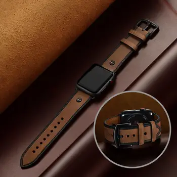 Crazy horse diržu, Apple watch band 44 mm 40mm, iWatch 42mm 38mm watchband apyrankė 