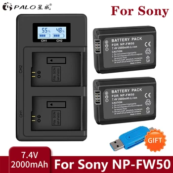 PALO 2000mAh NP-FW50 NP FW50 NPFW50 Baterijos įkrovimo Sony Alpha a6500 a6300 a7 7R a7R a7RII a7II NEX-3 IR NEX-3N NEX-5