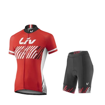 2017 Naujas LIV moterų dviračių drabužių maillot ciclismo Dviratį Trumpas Rankovės Vasaros Dviračių džersis šortai rinkinys