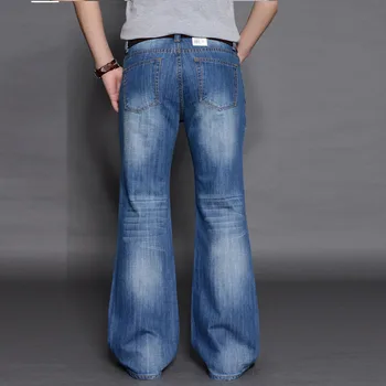 Nauja Stiliaus Didelis Ragas Jeans vyriški Varpo apačioje Kelnės Ilgos Jean Kelnės korėjos stilius Laisvas Pločio Kojų Džinsinio audinio Kelnės Vyrams Bootcut Džinsai