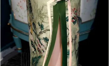4 Spalvų 4XL Plus Size Šilko Cheongsam Suknelė Naują Qipao Ilgas vakarines Sukneles Rytų Stiliaus Spausdinti Chipao Moterų Retro Suknelė, XXL, 3XL
