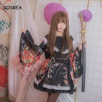 GokuRakuJoudo Cosplay, Anime, Japonų Kimono Gothic Lolita Girl Kostiumas Moterims Halloween Carnival Šalies Moterų