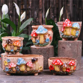 Naujas Grybų Keramikos Sultingas Gėlių Puodą, Namo Apdaila, Apdailos Kūrybos Rankų Darbo Anga Amatų Sultingas Gėlių Vazonas