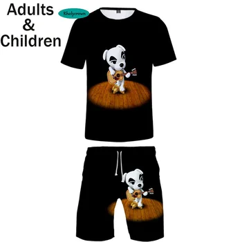 3D Gyvūnų Kirtimo Atsitiktinis marškinėliai+Paplūdimio šortai vyrams, moterims, Drabužiai, Hip-Hop Vasarą Berniukams, Mergaitėms dviejų dalių Vaikai Cool Kostiumai