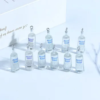 10vnt/daug Mini Vandens butelių Maži Buteliukai Balti Miniatiūriniai Aišku, Pakabučiai Lydinio Žiedas Jungtis Akrilo Pakabukai Papuošalai Išvados