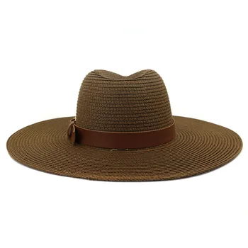 šiaudų kepurės moterims, vyrams, vasaros didelis kraštų 15cm saulės skrybėlės juostos diržo sagtis lauko beach kelionių saulės apsaugos vasaros moterims saulės skrybėlę naujas