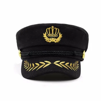 [AETRENDS] Šiltas Vilnos Veltinio Karinės Bžūp Vyrų, Moterų Atsitiktinis Armijos Kepurės Flat Top karinio jūrų Laivyno Kapitono Kepurę Z-6271