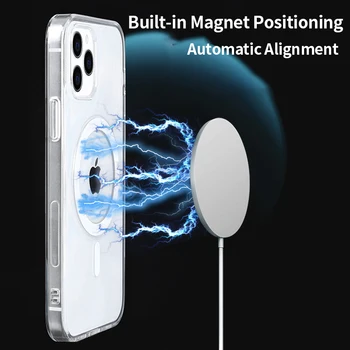 Originalus Magnetinis Atveju iPhone 12 Pro Max 12 mini Atveju Magsafe Belaidžio Įkrovimo atsparus smūgiams Visišką Apsaugą PC+TPU Atvejais