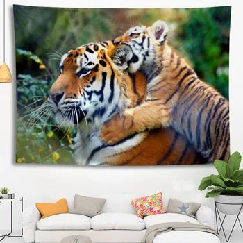 Karšto Pardavimo Užsakymą Aukštos Kokybės Tigras Sienos Kabo HD Kraštovaizdžio 3D Spausdinimas, Skaitmeninis Spausdinimas Namo Apdaila Gobelenas