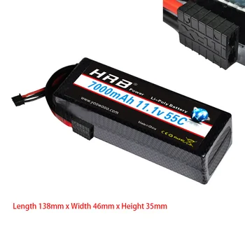 HRB RC Lipo baterija 7.4 V, 11.1 V, 14.8 V 7000mah 55C Max 110C 2S2P 3S2P 4S2P sunku atveju Traxxas 1/10 RC Automobilių, Sunkvežimių Monstras