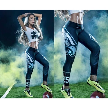 Moterų Sportas Antblauzdžiai Eagle Hawk Spausdinti 3D Amerikos Futbolo Sportwear Aukšto Juosmens Ziajać Slim, Veikia Capris Sveikatingumo Bėgimas Jeggings