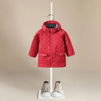 2020 m. Žiemos Raudona Juoda Striukė Mergaitėms Prekės Šiltas Vaikų Mergaičių Žiemos Paltai 5-14 Metų Vaikų, Paauglių Medvilnės Parkas viršutinių drabužių siuvimas
