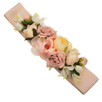 Saldus, Elegantiškas Moteris, Pink Gėlių Diržas Elastinga Juosmens Grandinės Vestuvių Juostos Sagtis Boho Gėlių Diržų Priedai DW09