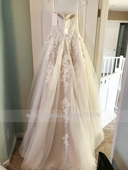 Elegantiškas Brangioji Iškirpte Duobute Aplikacijos-line Vestuvių Suknelė su Backless Ilgai Nuotakos Suknelė vestido de novia