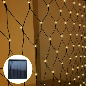 Saulės Net Akių Led String Žiburiai Kalėdų 2x3M 200 LED 8 Režimai Saulės energija Varomas Lauko Sodo Kelio String Šviesos Vestuves