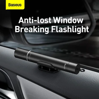 Baseus LED Žibintuvėlis USB Įkrovimo Vandeniui Žibintuvėlis 2200mAh Nešiojamų Automobilių Saugos Plaktukas Lango Jungiklis Avarinio Gelbėtojas