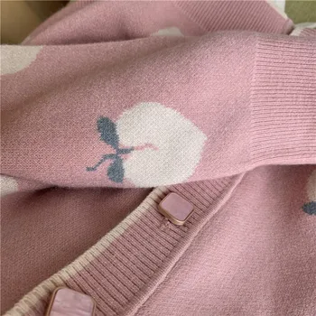 Moterų Džemperis Cardigan Mielas Rožinis Paltai Moterims Persikų Susagstomų Megztinių Negabaritinių Striukė 2021 Korėjos Rudens Ilgomis Rankovėmis Traukti Femme