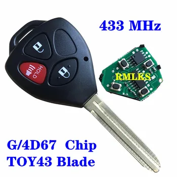 3 Mygtukus Nuotolinio Klavišą 433MHz 4D67 G Chip FOB 2005-2008 m. Toyota Hilux FCC ID: MDL B42TA B41TA